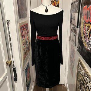 Vintage Black “Crushed” Velvet Velour Skirt